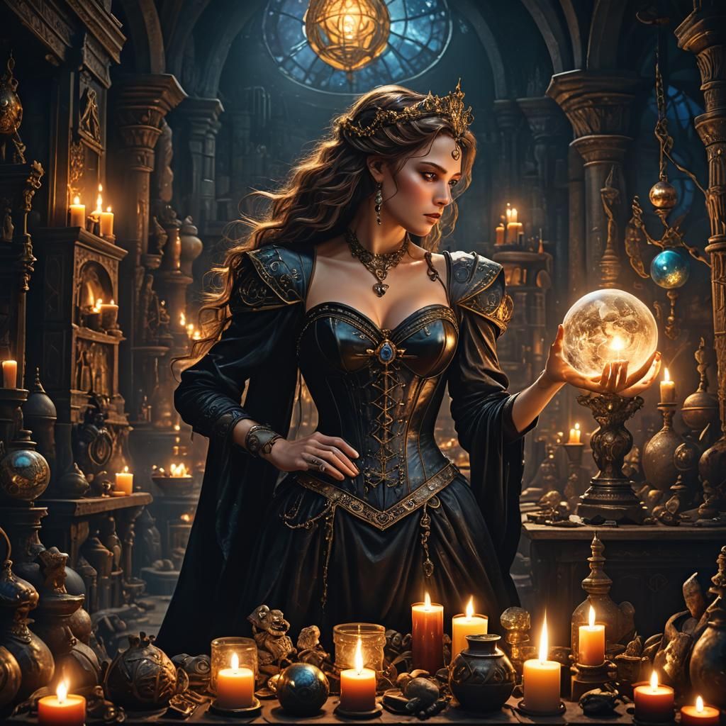Goddess of Alchemy in a Mystical Laboratory