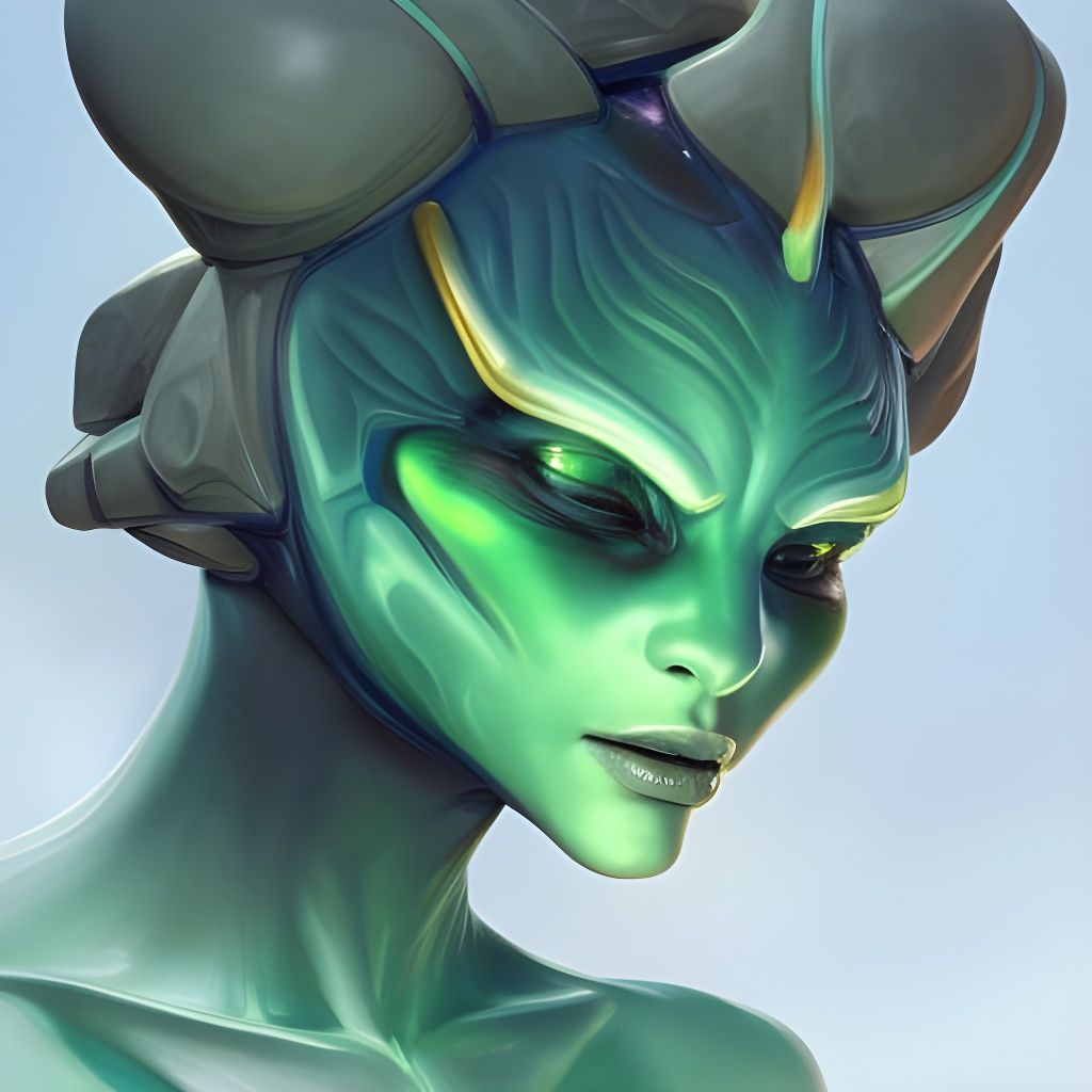 Hyperdetailed Portrait of a Jade Alien
