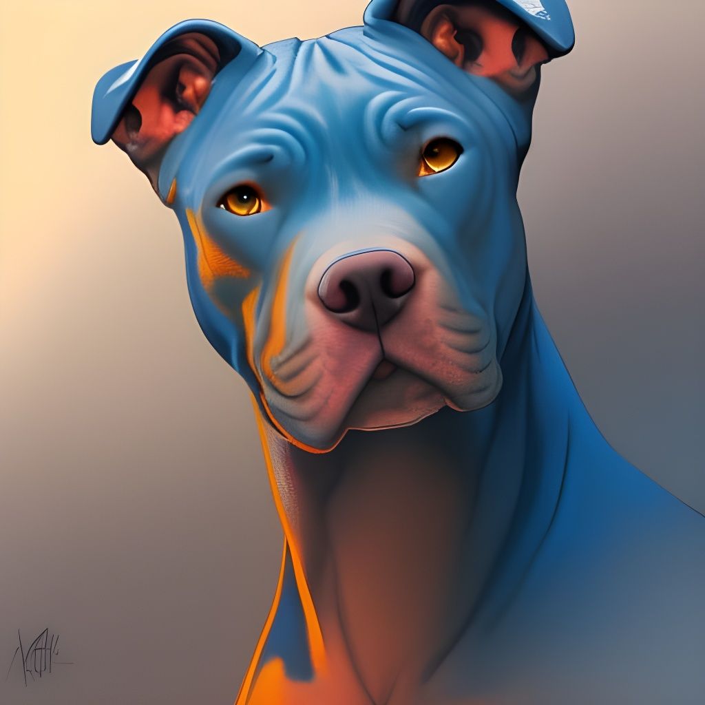 Hyperdetailed Portrait of a Blue-Nosed Pitbull