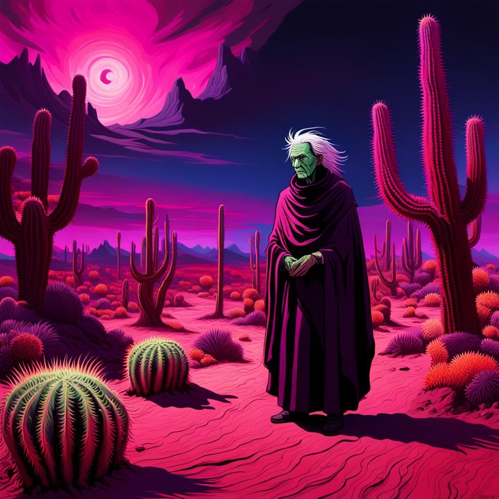 Eldritch Crone in Surreal Tsingy Landscape