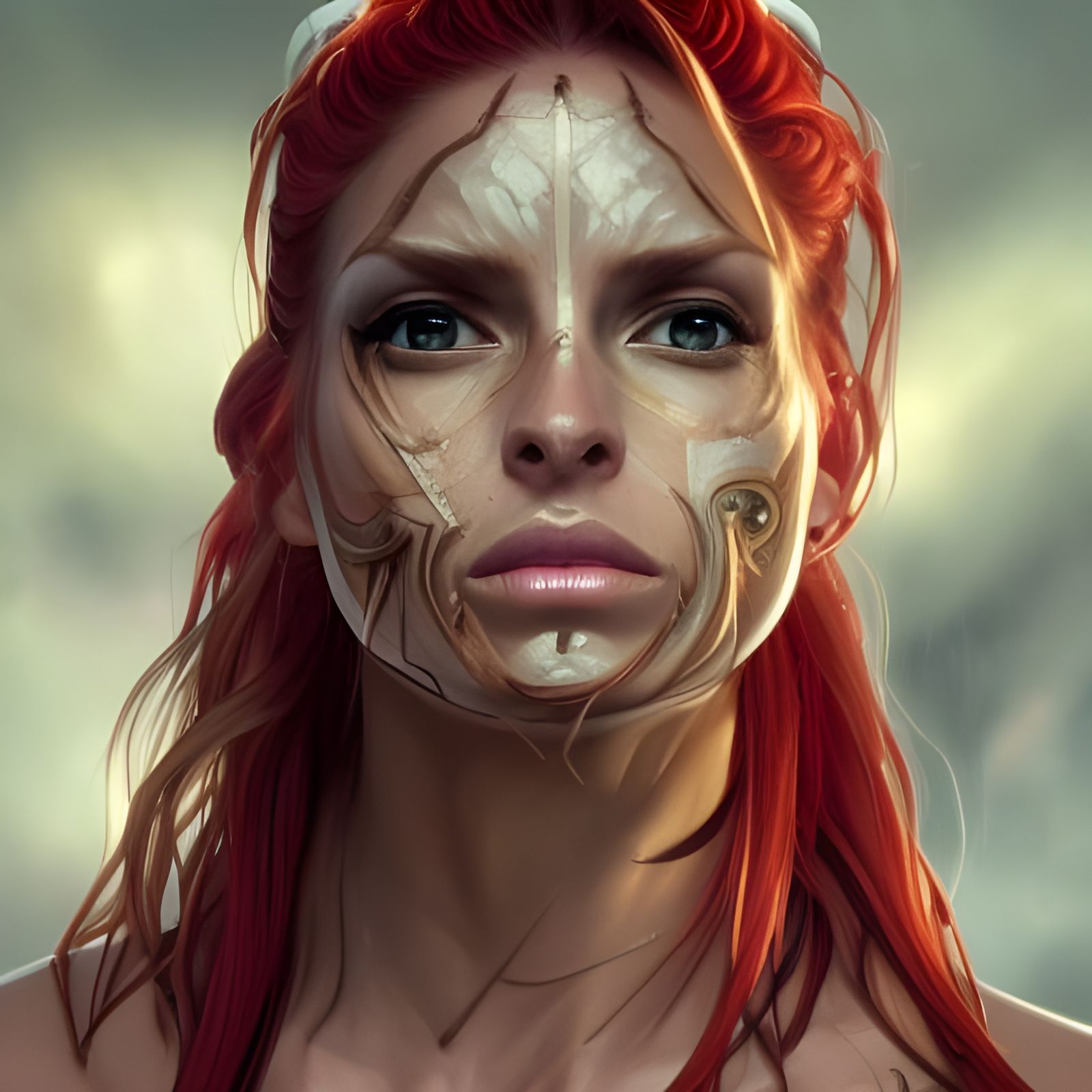 Warrior Woman Portrait in Digital Art Style