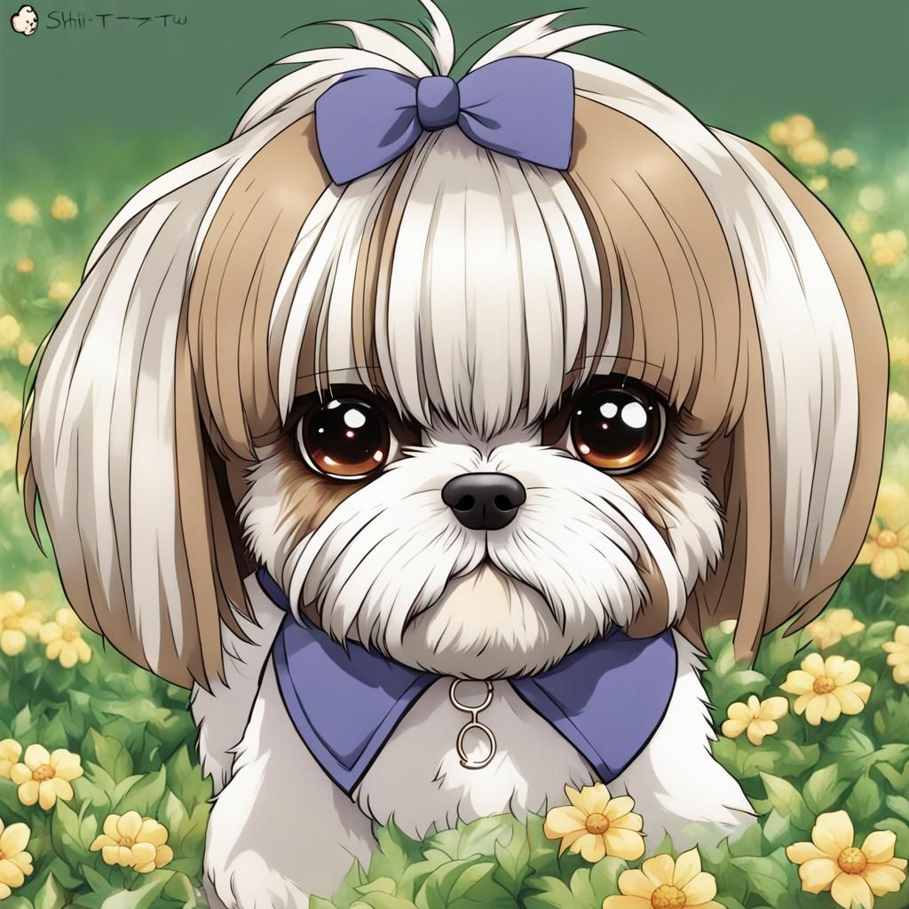 Anime Style Shih Tzu Digital Art