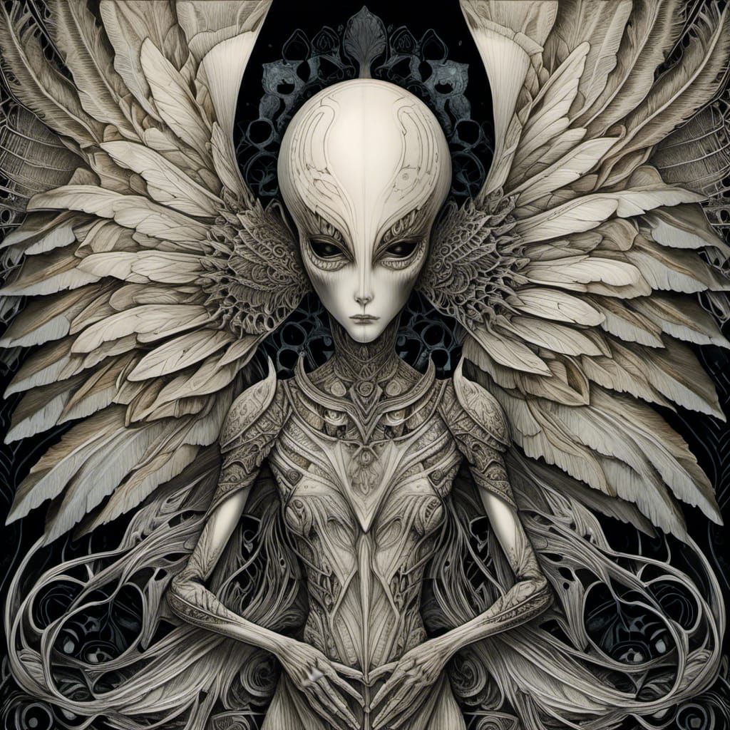 Duotone Alien with Starlight Wings