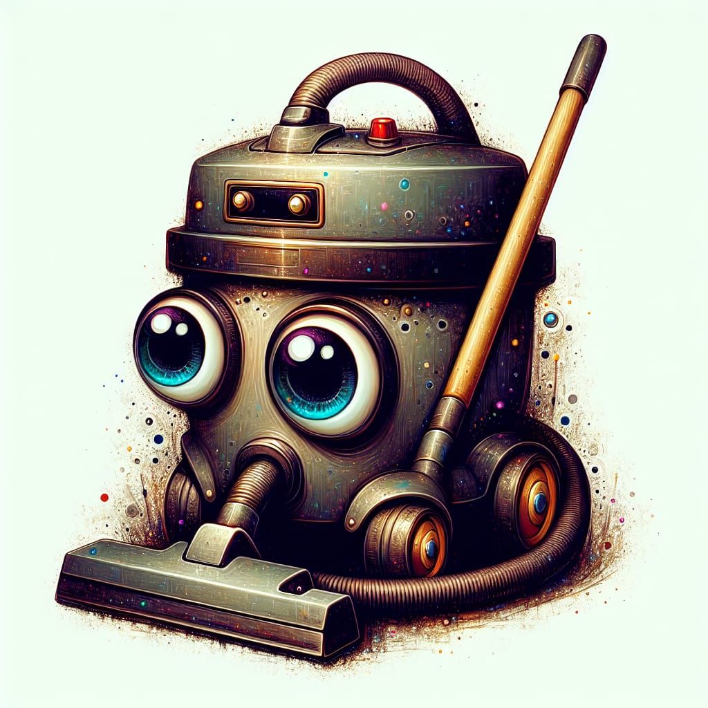 Charming Vacuum Cleaner as Hyper-Detailed Fantasy Art