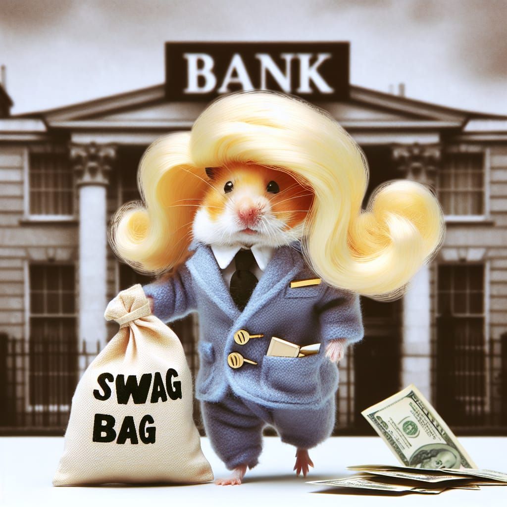 Anthropomorphic Hamster Banker Drops Money