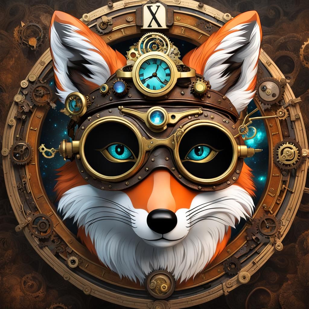 Steampunk Fox Ready for Time Travel
