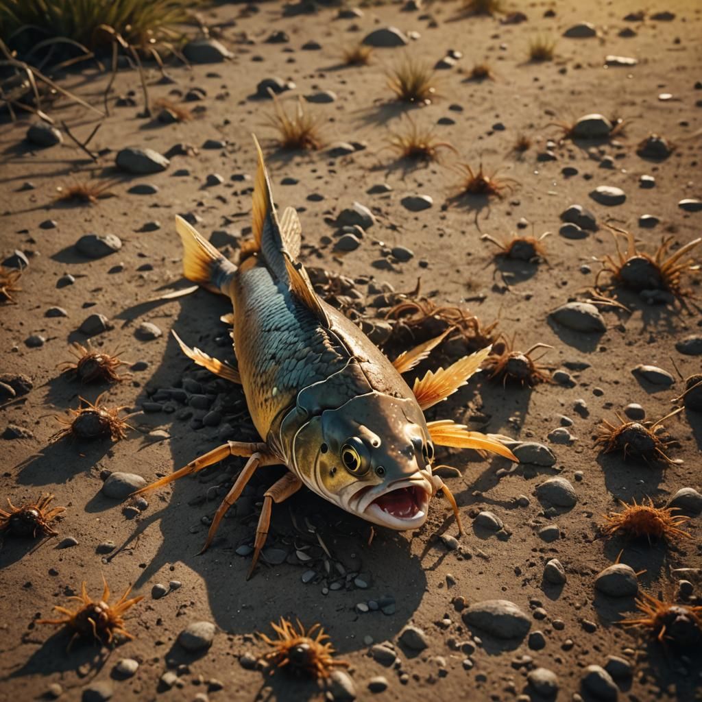 Fish Screaming with Spiders: Cinematic Film Still