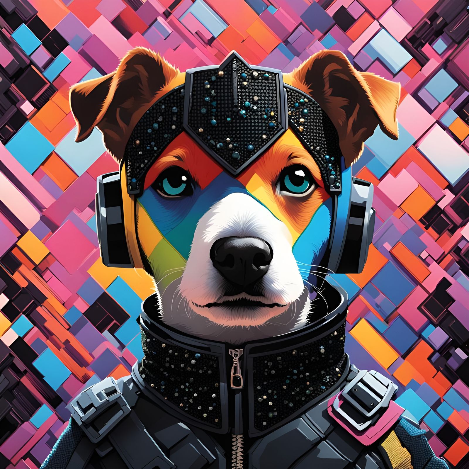 Jack Russell Puppy as Catwoman in 3D Comic Art