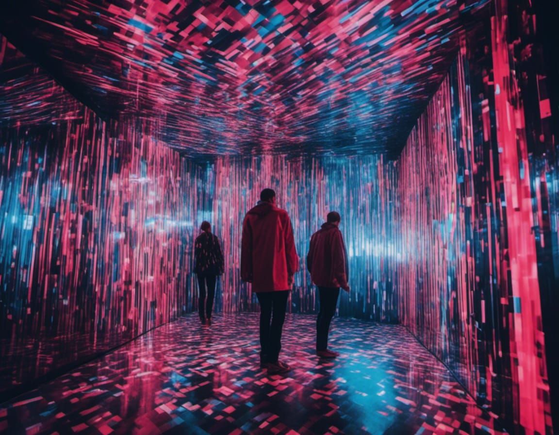 Nightclub Celebrations in Cyberpunk Style with Double Exposu...