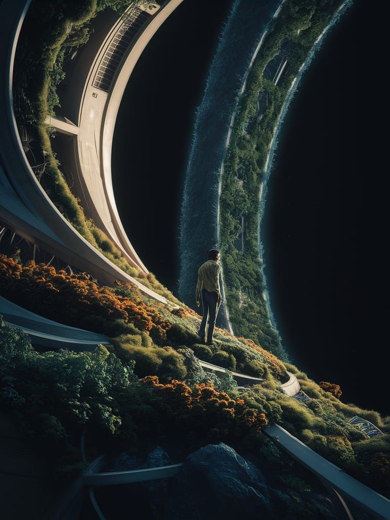 Lush Stanford Torus Space Station Landscape