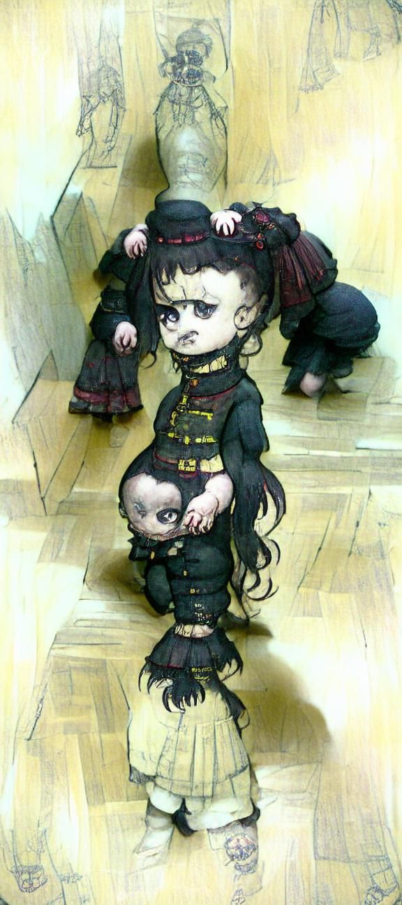 Victorian Goth Doll in Gustave Dore Style