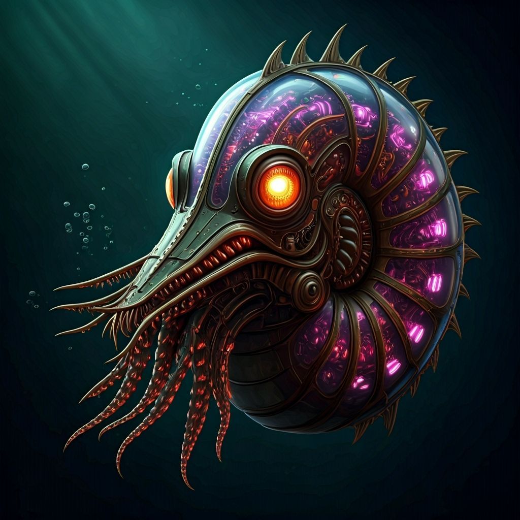 Majestic Cyborg Nautilus Dragon with LED Glow