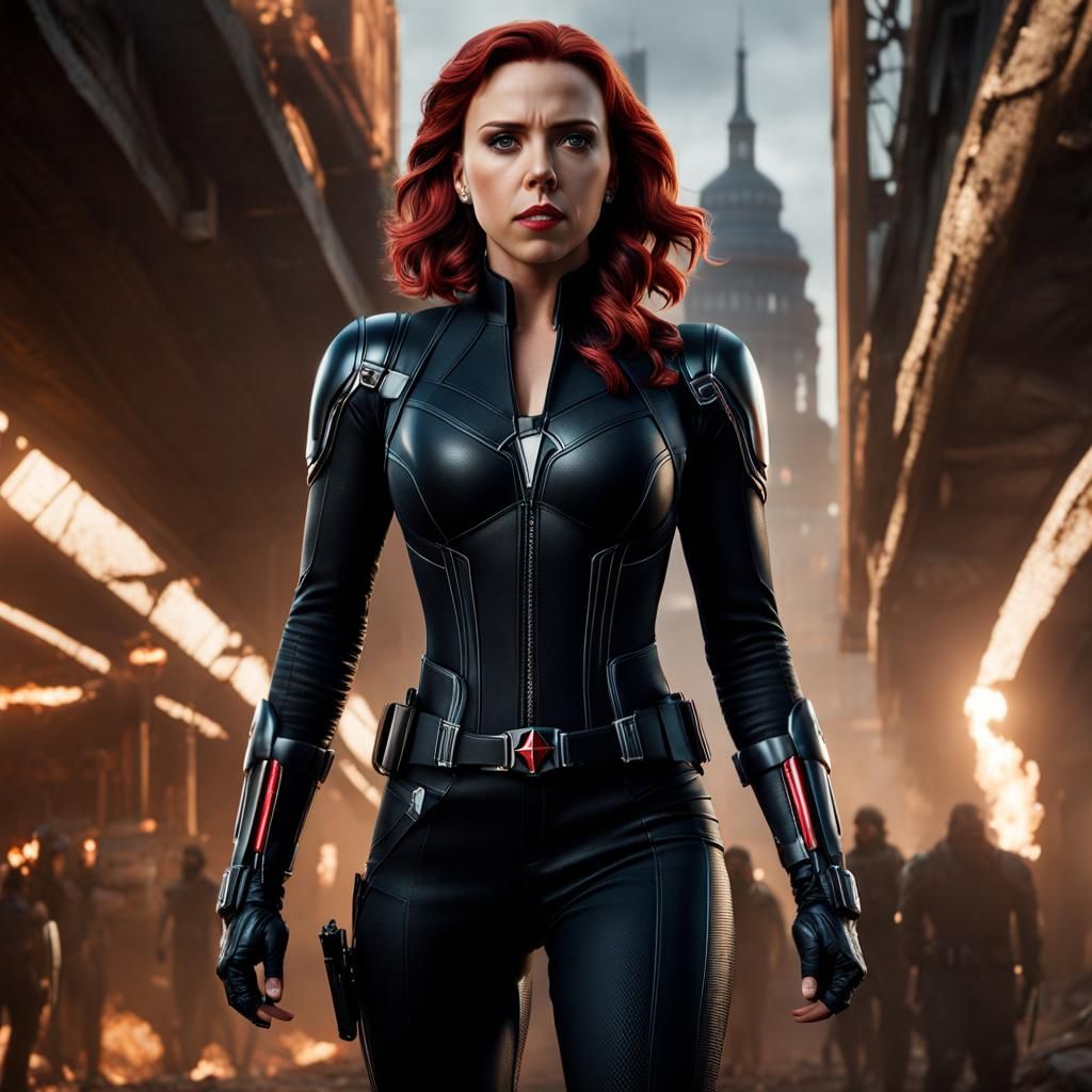 Black Widow in Detailed Matte Painting Style
