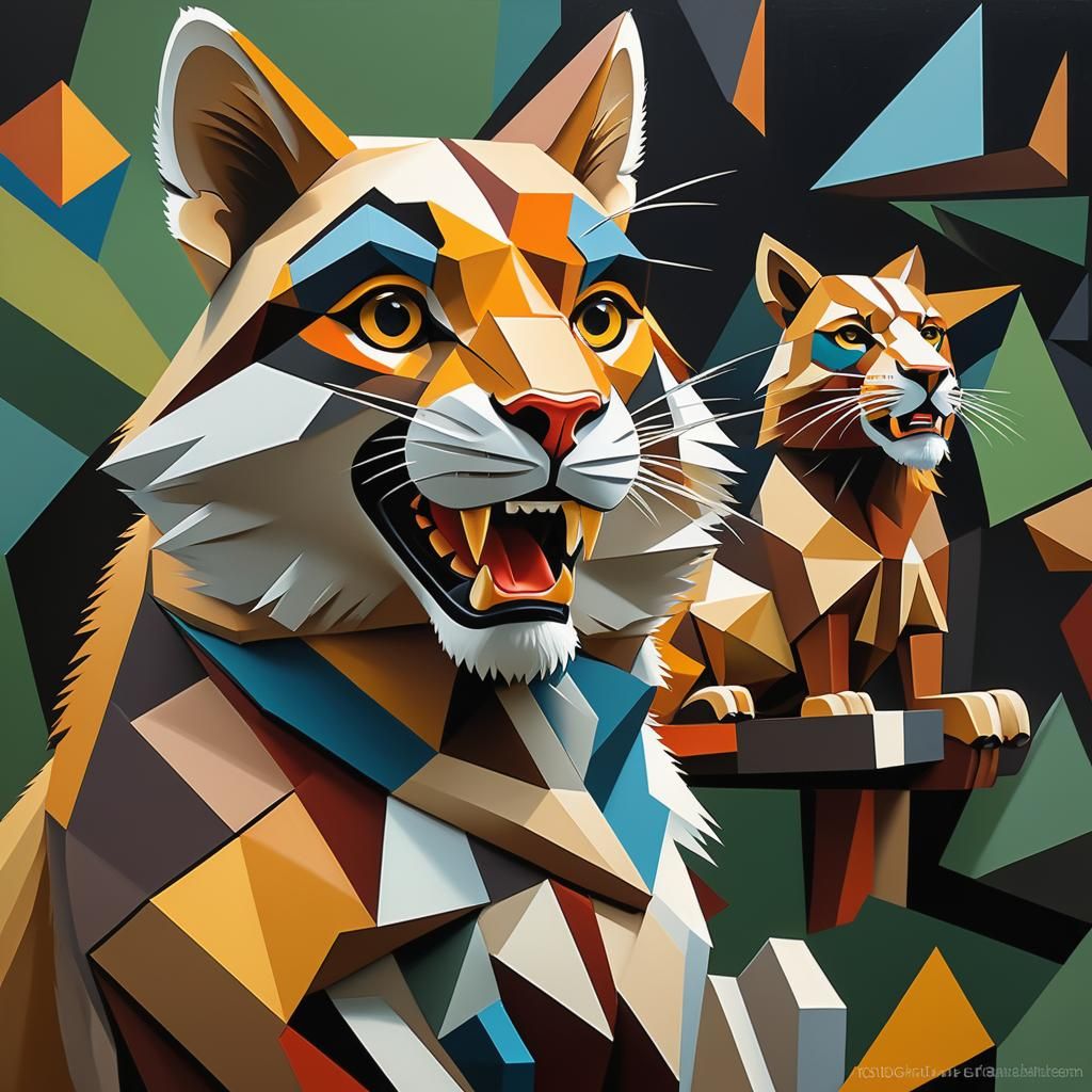 Abstract Geometric Form in 3D Cubism Style