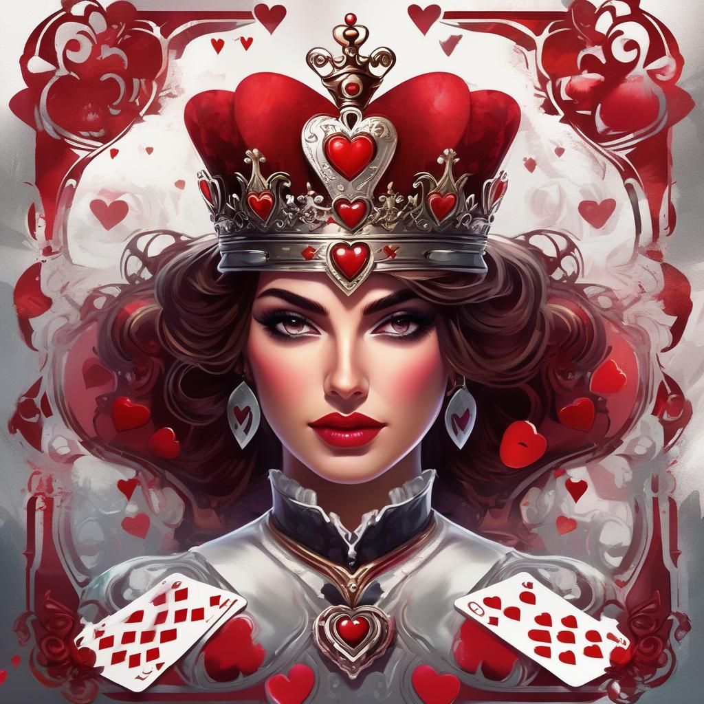 Romantic Queen of Hearts Painting in 8K