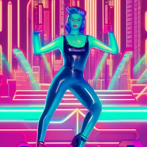 Ukrainian Supermodel in Neon Cityscape