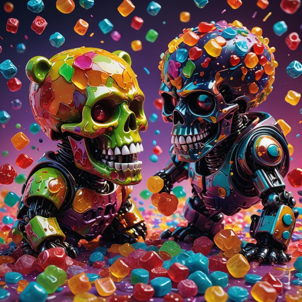Gummy Bear Skull vs Funko Pop Robot
