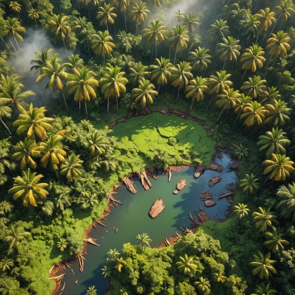 Murky River Polluted with Palm Oil Mill Effluent