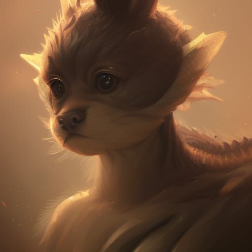 Adorable Baby Dragon Puppy Portrait in 8k