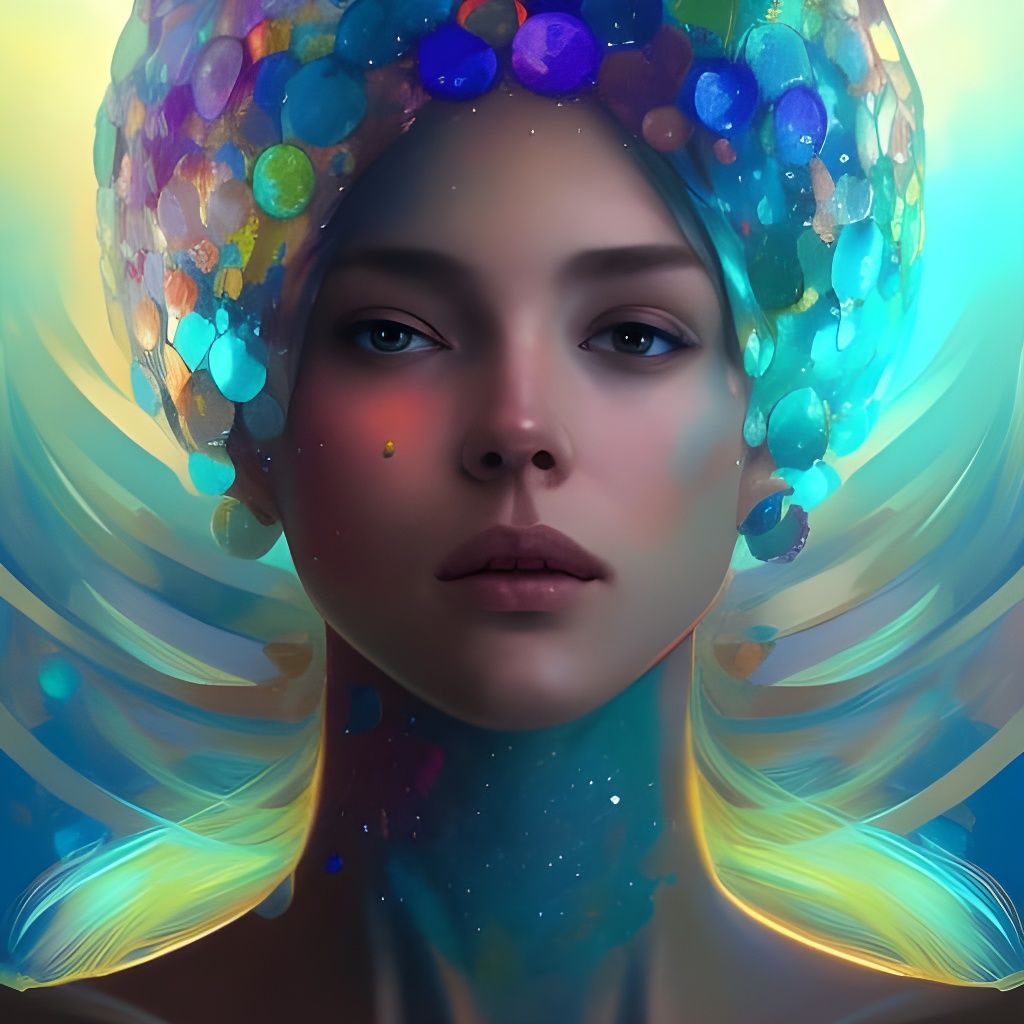 Crystal Woman Portrait in Cosmic Lighting