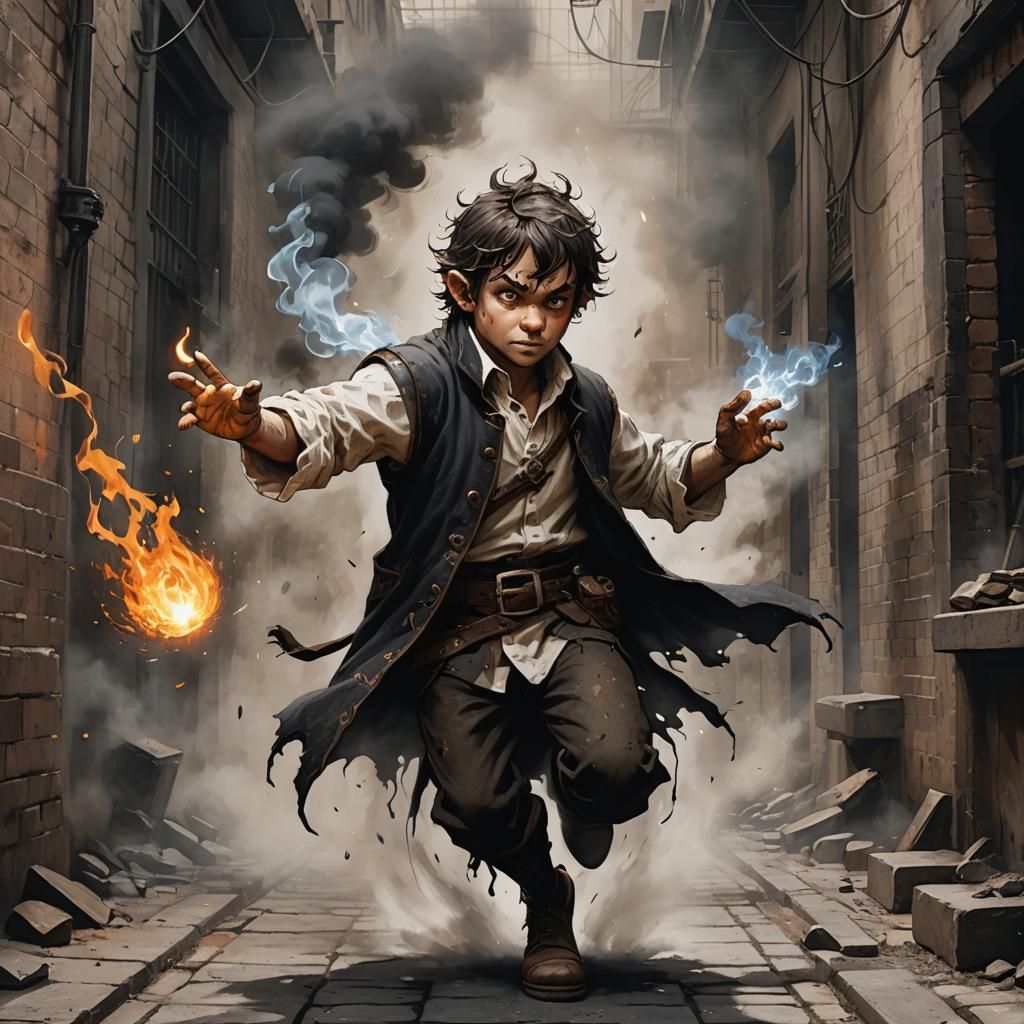 Halfling Sorcerer Casting Firespell in DnD Style