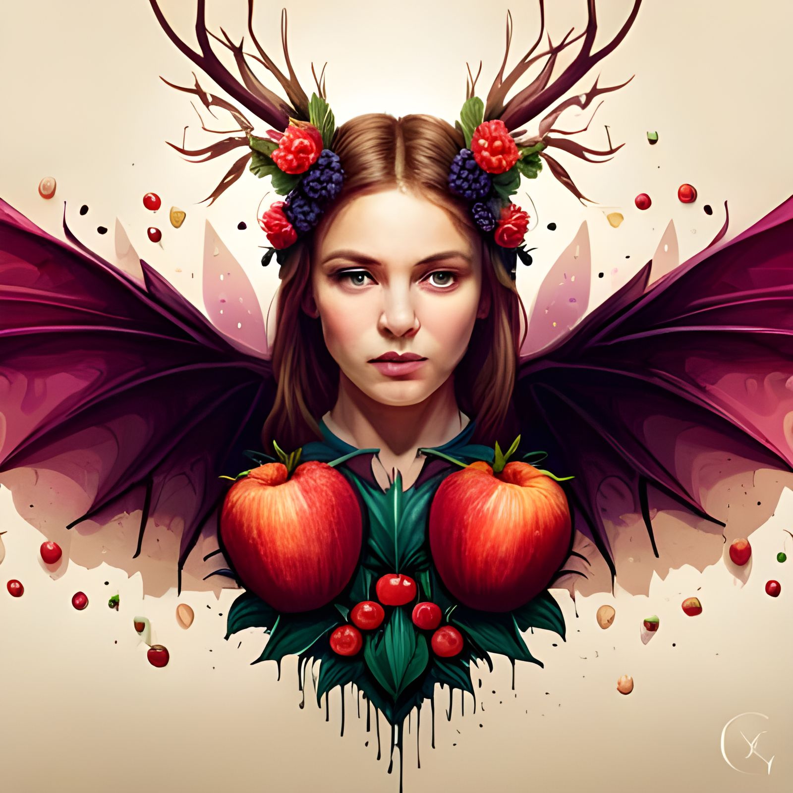 Adorable Fruit Bat Portrait, Digital Art