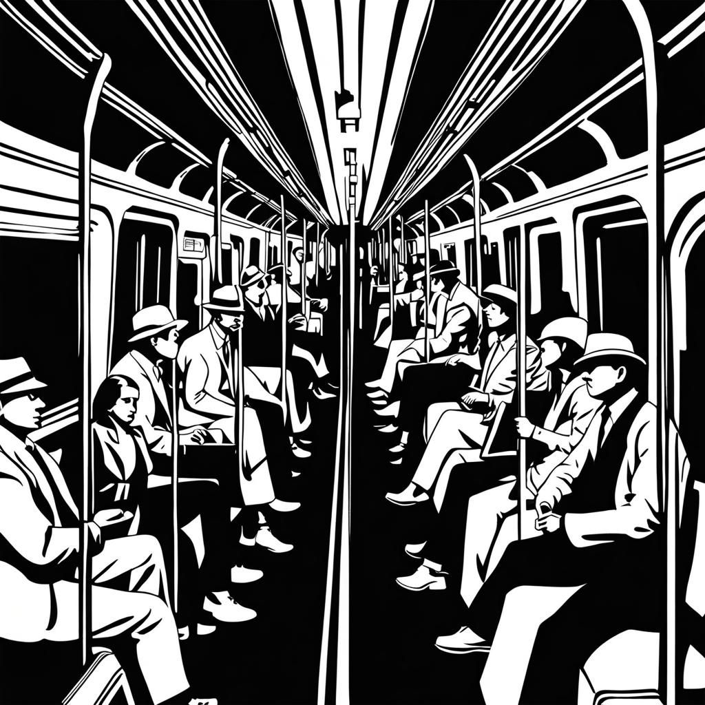 Black and White Subway Stencil Art