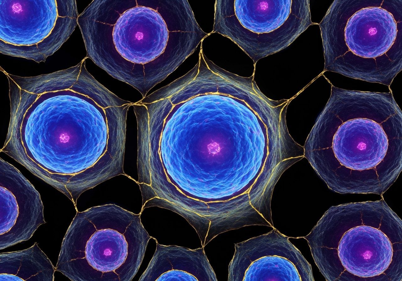 Glowing Cells Microscopic Stained Glass View