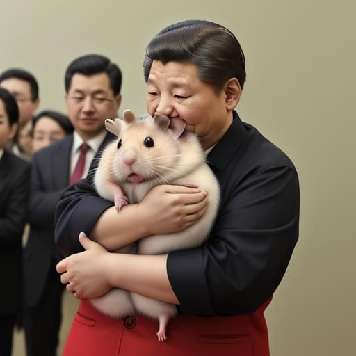 Xi Jinping and Hamster Cartoon Illustration