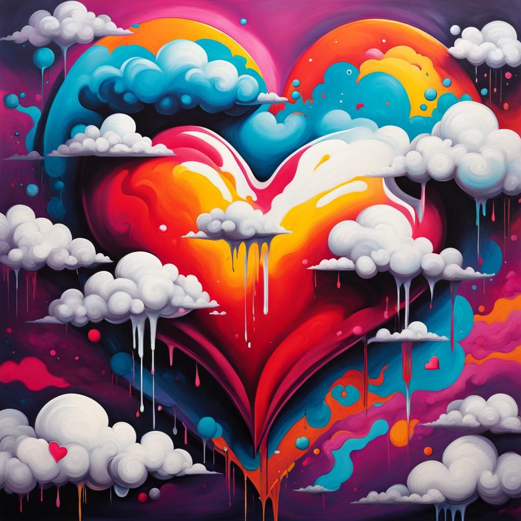 Heart Cloud in Graffiti Splash Art Style