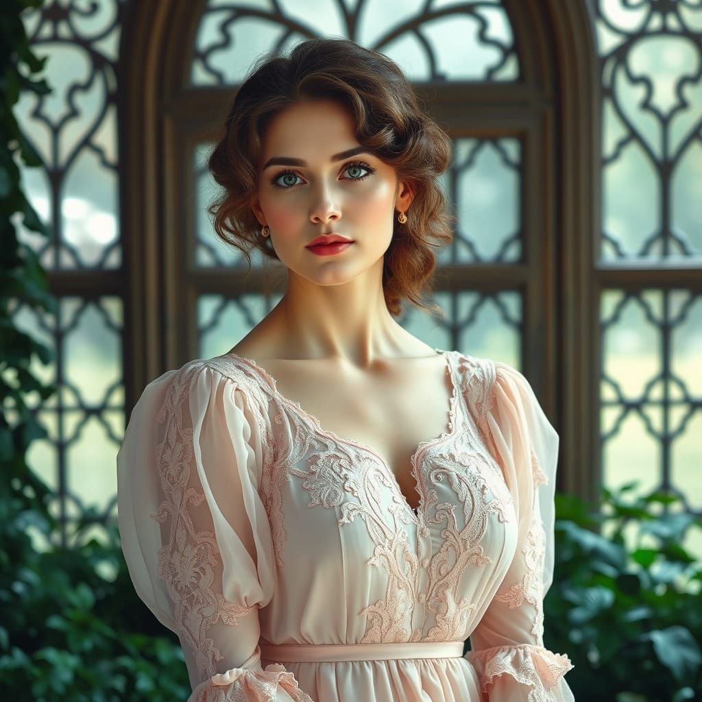 Ethereal Beauty Posed in Soft Light