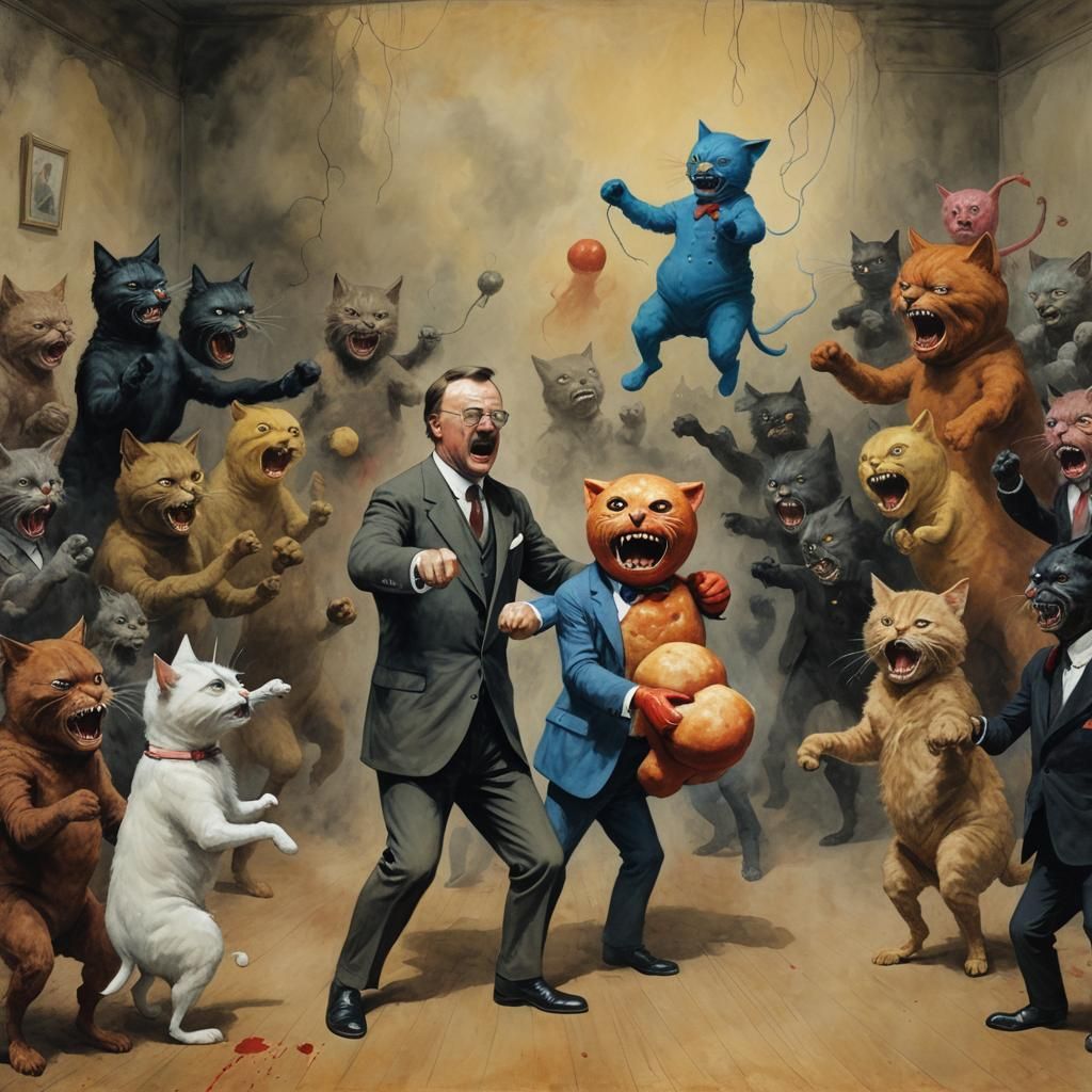 Roosevelt's Gouache Boxing Match with Muffins