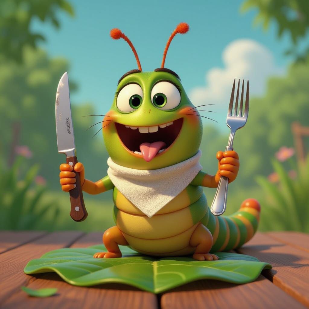 Caterpillar's Leaf Feast: A Pixar Animation
