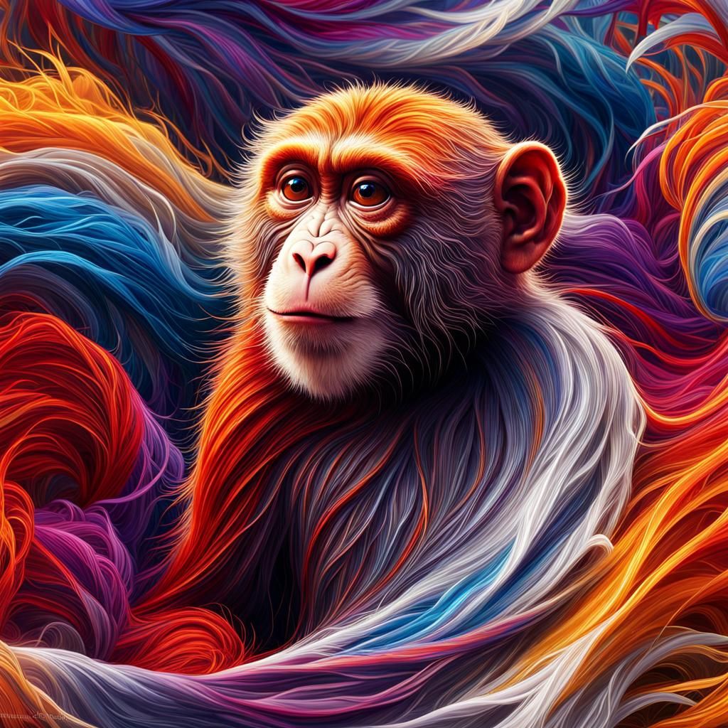 Cosmic Monkey Formed From Reflective Paint Droplets