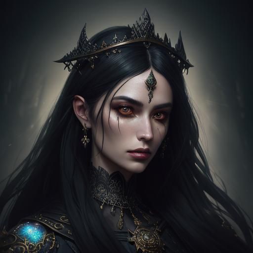 Melancholic Woman in Dark Fantasy Style Portrait