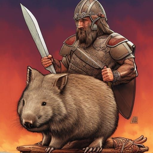 Viking Wombat Comic Book Art by Mark Brooks