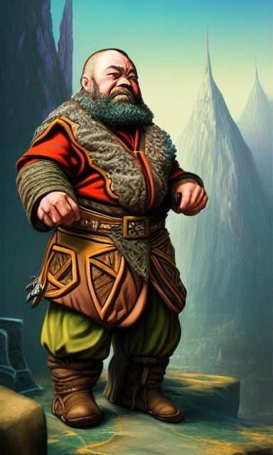 Dwarf Artificer at City Gates: Detailed Matte Painting