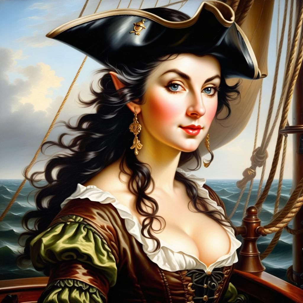 Elven Pirate Portrait in Gainsborough Style