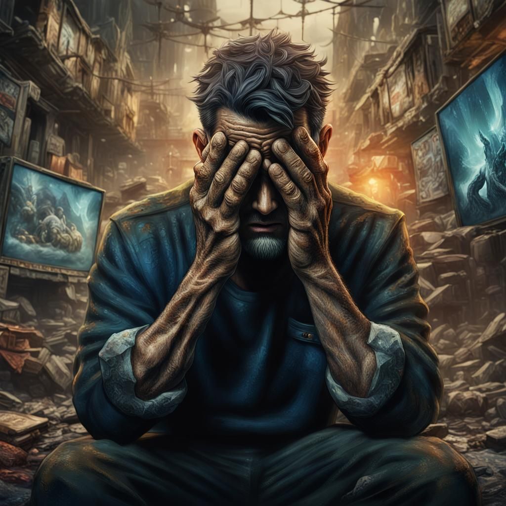 Man in Despair: Detailed Matte Painting
