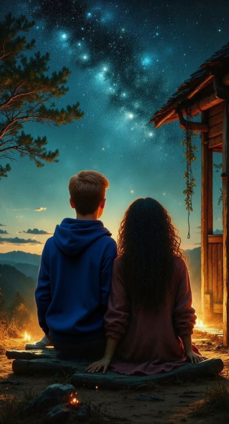 Teenage Romance by Bonfire Under Starry Sky