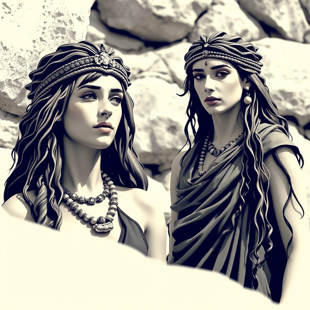 Beautiful Stone Age Women in Naturalistic Style