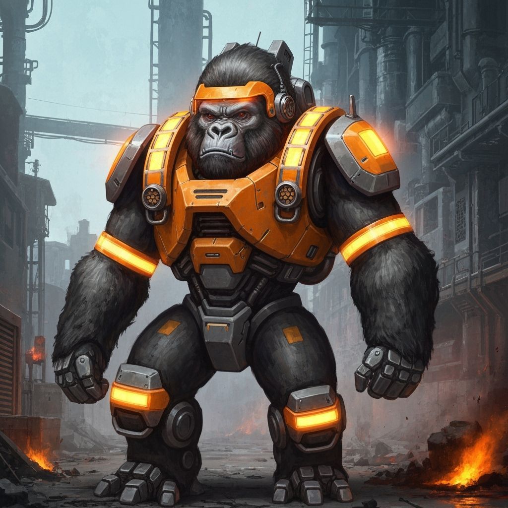 Gorilla Robot Safety Enforcer in Futuristic Style