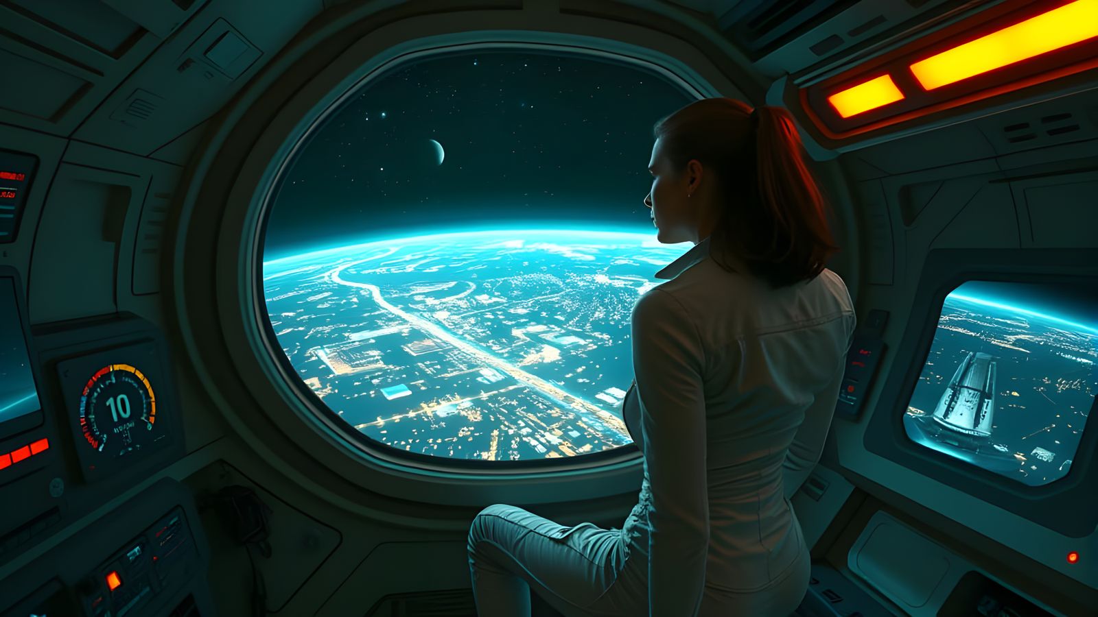 Spaceship Interior: Earth at Night