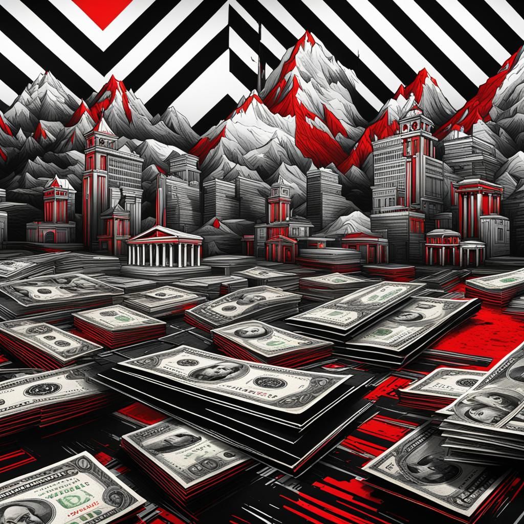 Modern Money Maker Logo in Black, White, and Red