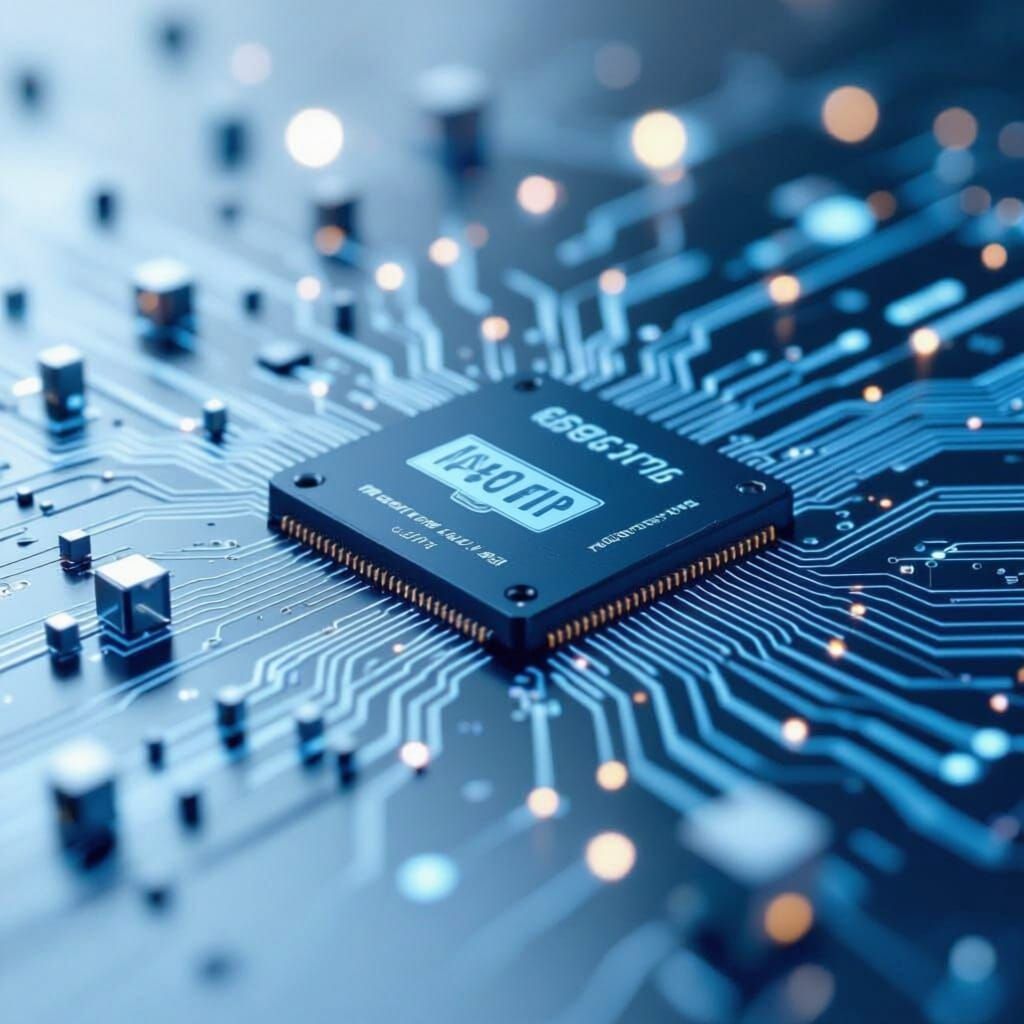 Abstract Tech Banner: Grayscale & Blue Computer Science Back...