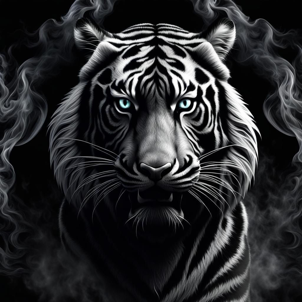 Gothic Noir Dire Tiger in Dark Surrealism