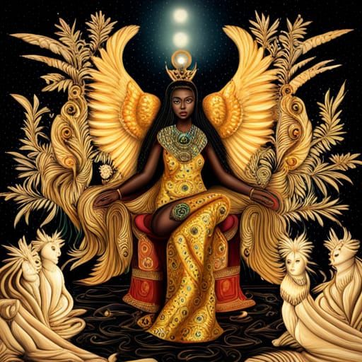 Epic Fashionista Goddess on Throne with Diamonds