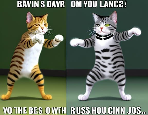 Meme Cat Dances to Subtitled Music