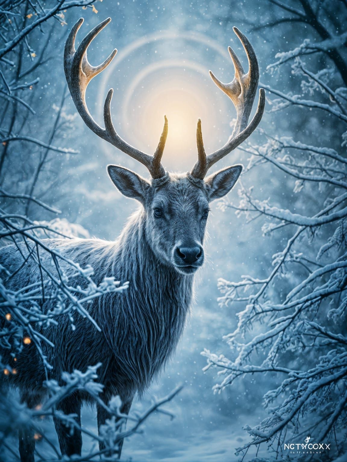 Regal Reindeer in a Celestial Forest