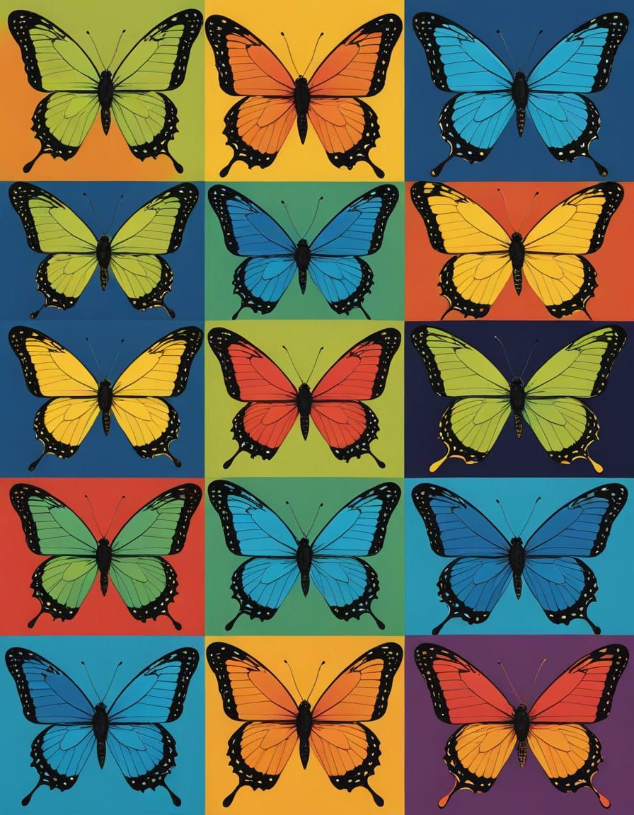 Bright Butterfly in Vibrant Pop Art Colors